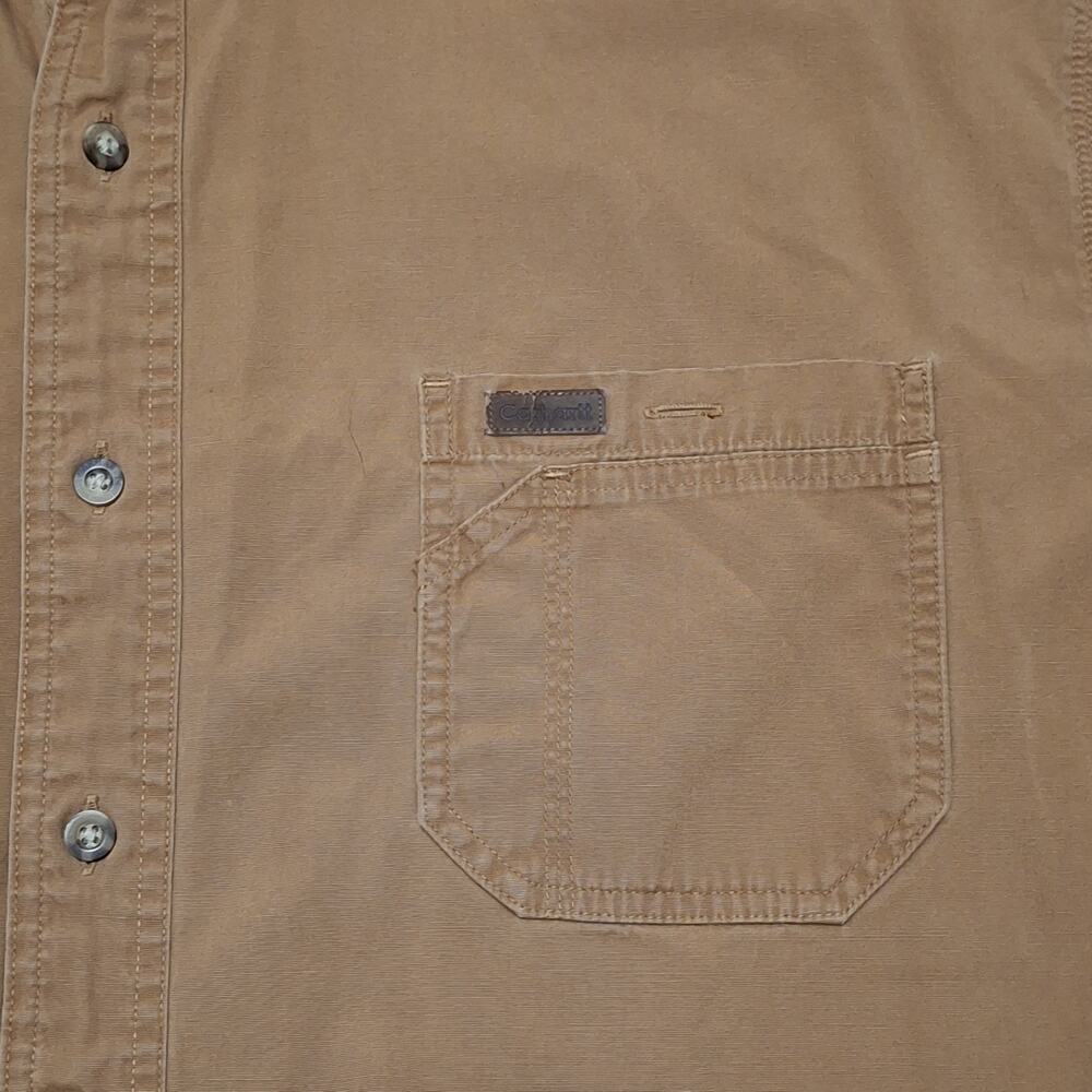 Carhartt Canvas Tradesman Shirt Mens 2XL Brown Short Sleeve Work S133 - Picture 5 of 8